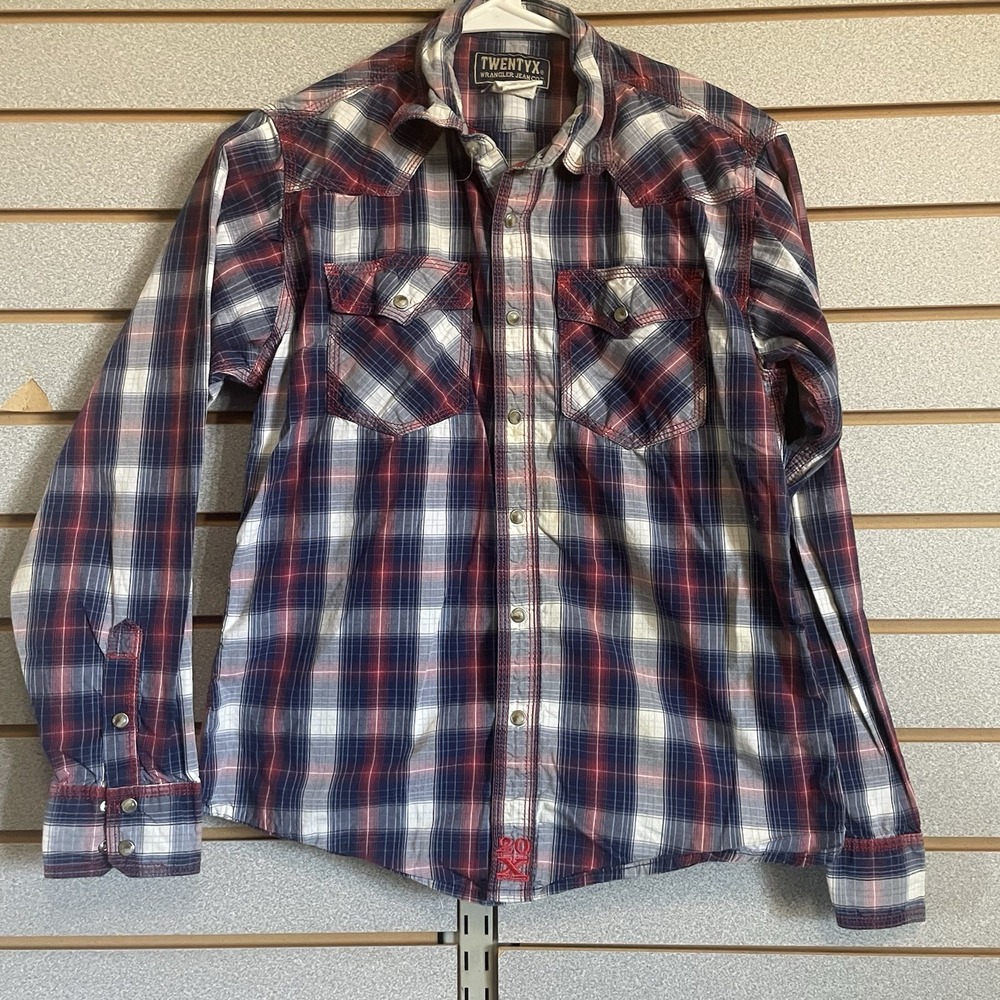 Twenty X 20X Long Sleeve Pearl Snap Shirt Boys 14 16 Western Cowboy Rodeo Plaid